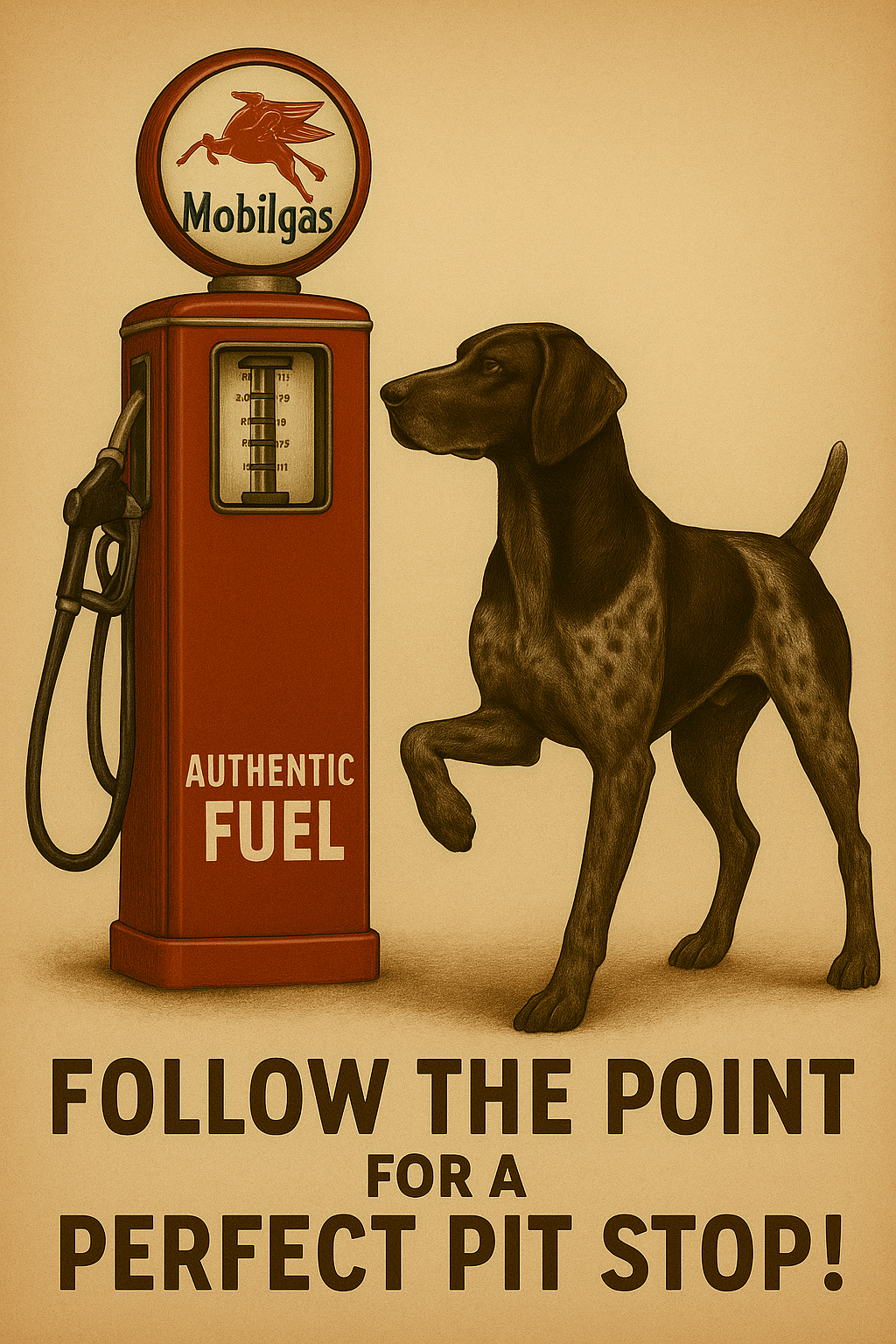 Vintage Mobilgas pump & dog